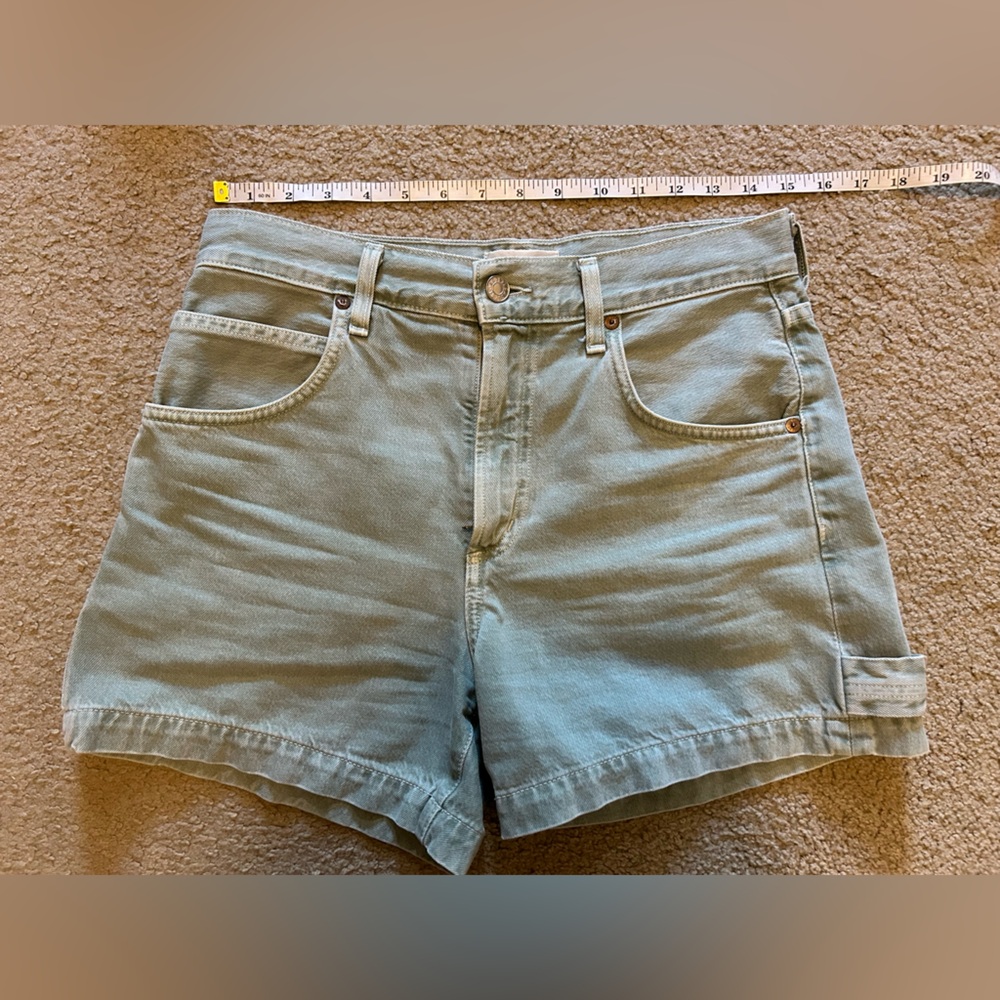 Agolde Magda green denim shorts size 25, VGUC, no odors/flaws